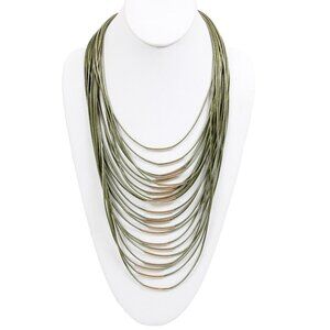 Avenue Green Goldtone Multi Strand Fabric 20" Ext. 3" Necklace